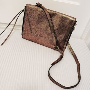 Rosegold Textured Envelope Clutch/Crossbody Bag With Shiny Goldtone Hardware